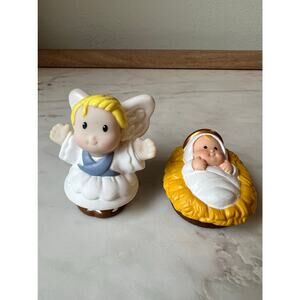 Fisher-Price Little People Christmas Nativity Baby Jesus and Angel Figure Manger